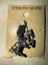 Ciondolo ciondolo argento sterling indiano a cavallo fatto a mano 925 vintage AZ