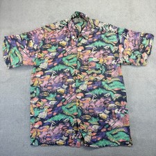 Camicia uomo vintage Robert Stock grande 100% seta manica corta astratta colorata morbida