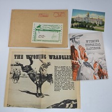 Vintage Wyoming Historical Handbook Wyoming Wrangler Newspaper Postcard 1950s