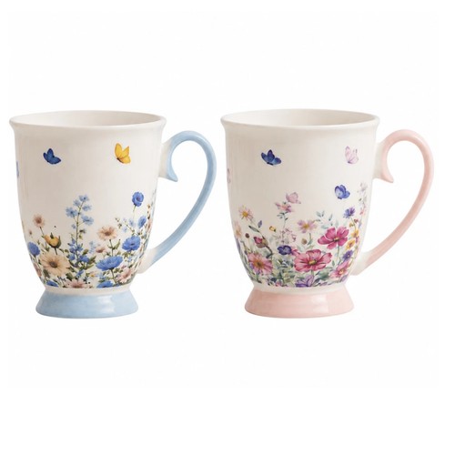 Mug set footed floral - of,