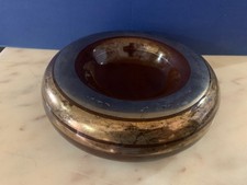 CENTROTAVOLA SVUOTATASCHE CERAMICA DIANA DECORATO PLATINO E ORO PURO A MANO