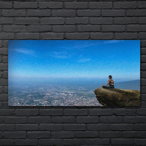 Quadro città scogliera cielo