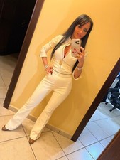 Elisabetta Franchi ?? Camicia Body in ecopelle Burro Tg 38 + Pantalone a zampa