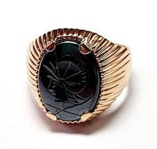 Anello vintage da uomo in oro massiccio 18k con cameo testa di soldato