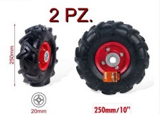 2 PZ RUOTE IN GOMMA 250mm 10" 20mm PER CARRIOLA CARRELLI RUOTA