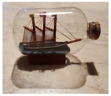 Nave in bottiglia vintage cm 7