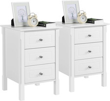 Set 2 Comodini Camera da Letto con 3 Cassetti Cassettiera Cameretta Comodino da 