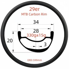 Cerchi in carbonio 29er 20mm profondità 34/36mm larghezza MTB bici UD senza gancio/tubeless