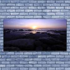 Pittura su Vetro Acrilico 140x70 Quadri Arredo Arte Pietre del mare