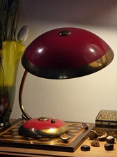 Lampada scrivania Bauhaus rosso ottone oro anni 50 Helo luci originale