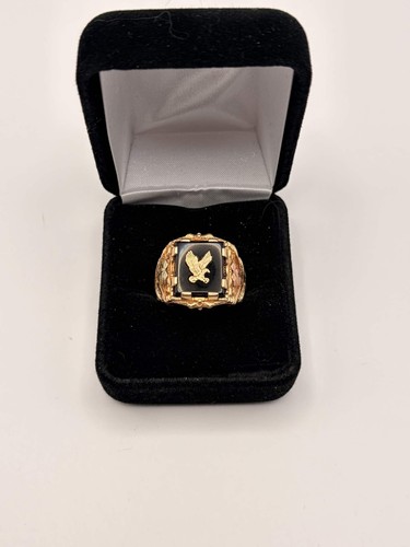 Gold eagle onyx ring - onyx, tone