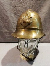 Vecchio elmetto vigili del fuoco Baviera ottone completo di fodera interna e stemma cittadino