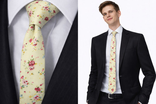 Cravatta uomo cotone floreale