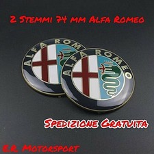 Coppia Stemmi Ant.+Post. 74 mm Alfa Romeo 147 156 159 164 166 Gtv Mito Giulietta
