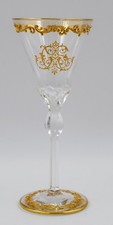 Moser Bicchiere acqua soffiato a mano in oro rialzato, oro con monogramma, 1900 circa