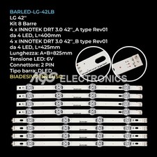KIT 8 BARRE STRIP LED TV LG AGF78402101 42LB550V 42LB5800 42LB5500