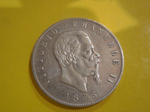 Lire 1875 roma argento rara - 5,