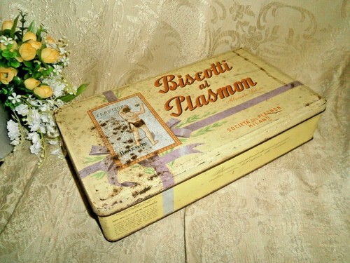 Vintage scatola latta biscotti - vintage,
