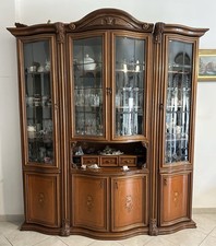 Vetrina Cristalliera Libreria Bookcase, Legno massello, Classico neo barocco