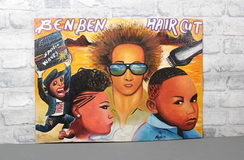 Vintage african barber painted - african,