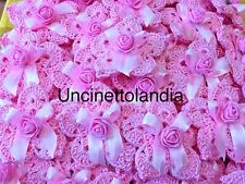 Fiore portaconfetti rosa x  bomboniera  uncinetto,segnaposto,nascita,nozze