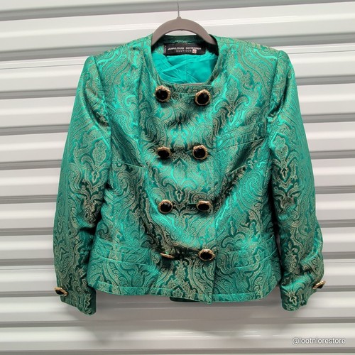 Giacca broccato paisley verde