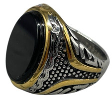 ANELLO PIETRA NERA OVALE ONICE