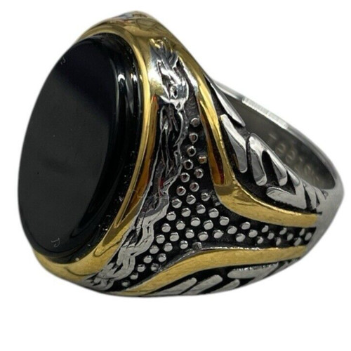 Anello pietra nera - ovale, onice