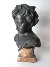 ANTICO BUSTO BRONZO BAMBINO LACRIME PIANTO STILE MEDARDO ROSSO SCULTURA STATUA