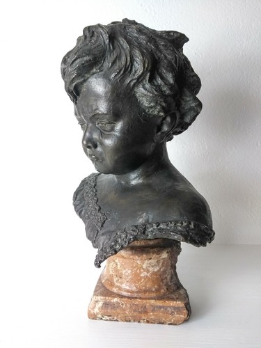 Antico busto bronzo bambino - busto,
