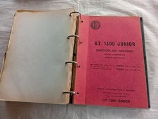 Alfa Romeo GT 1300 Junior Catalogo Ricambi Parts Catalog 1969 + Supplemento 1970