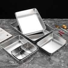 Piatto Vassoio Acciaio Inox Rettangolare Argento per Ristorazione Professionale