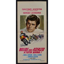 locandina BOLIDI SULL'ASFALTO a tutta birra giacomo agostini moto corsa B54