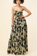 NWT Navy Palm Print Maxi Bra