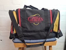 Vintage William Grants Scotch Whisky Holdall nero giallo rosso logo ricamato