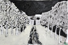 Max Carisdeo (1968, Italy) "Cingoli sotto la neve" 2025, mista su tela 60x40 cm