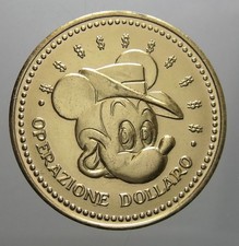MONETA GETTONE TOPOLINO OPERAZIONE DOLLARO IN PLASTICA DORATA