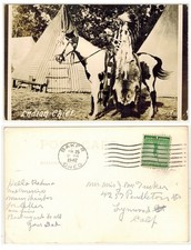 Cartolina capo indiano a cavallo 1942 vintage
