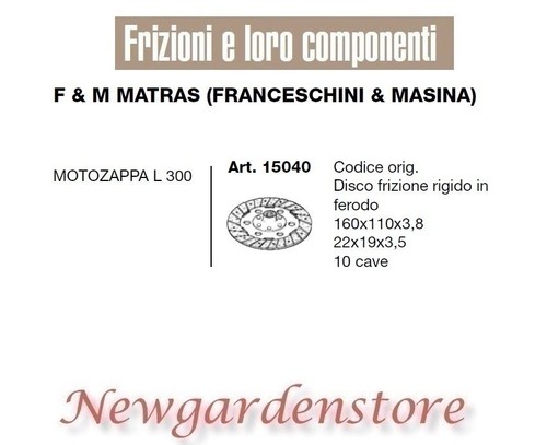 Disco frizione 15040 motozappa