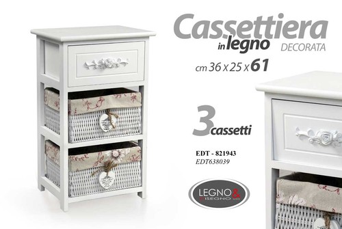 Cassettiera bianca slim - bianca,