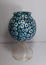 Vecchio Vaso Calice Vetro Soffiato Murano Venezia Murrine Oro cm 30 Space Age