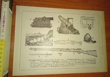 Stampa da libro d'epoca. Armi