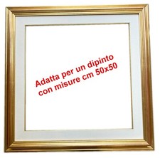 Cornice ORO con passepartout tela panna per foto, quadri dipinti Misura cm 50x50