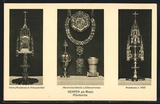 Cartolina Kempen a. Rhein, chiesa parrocchiale, pezzi del tesoro d'argento, ostensorio 