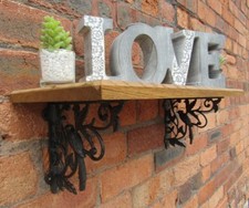 Scaffale rustico in legno massello di rovere fatto a mano mensola in ghisa staffe mensola