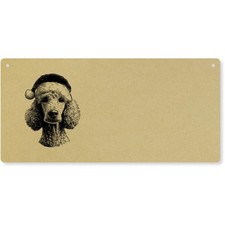 'Barboncino che indossa cappello di Babbo Natale' grande targa da parete in legno / insegna porta (DP00072906)