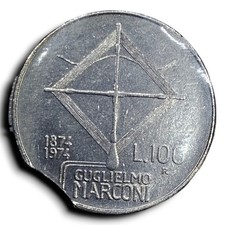Repubblica errore 100 lire 1974 Marconi pizzicatura curva Sigillata Del Pup