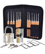 Set di 26 Grimaldelli Professionali per Serrature con 2 Lucchetti da Allenamento