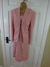 Abito Mariella Rosati rosa misto seta e giacca abbinata, UK 10 12, nuovo con etichette £ 259