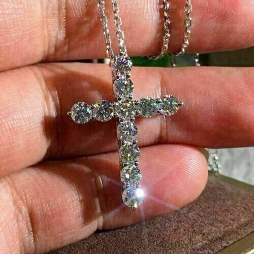 Ciondolo croce tonda diamante